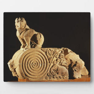 Sandsteinarchitektur Buff mit griffin, Sanchi, MP Fotoplatte