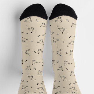 Sandstone Cat Line Art Pattern Socks Socken