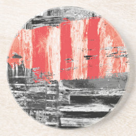 Sandstone Coaster – Red Pulse Abstract Design Getränkeuntersetzer