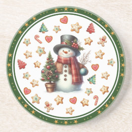 Sandstone Coaster Snowman and Christmas Cookies Getränkeuntersetzer