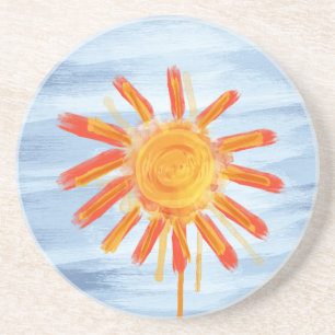 Sandstone Coaster, Sonnenschein Wasserfarbe Getränkeuntersetzer