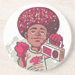 Sandstone Coaster – YOUTH Power Afro & Boombox  Getränkeuntersetzer