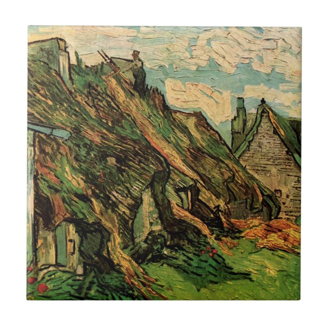 Sandstone-Hütten von Vincent van Gogh Fliese (Vorderseite)