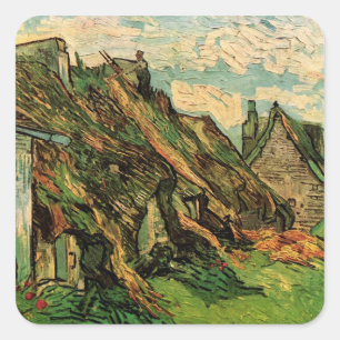 Sandstone-Hütten von Vincent van Gogh Quadratischer Aufkleber