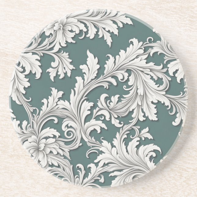 Sandstone Untersetzer Damask Aqua Design (Vorne)
