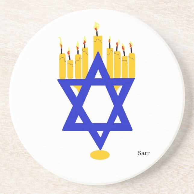 Sandstone Untersetzer Hanukkah Menorah (Vorne)