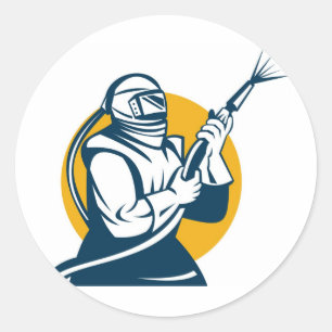 Sandstrahler-Sandstrahler-Retro Runder Aufkleber