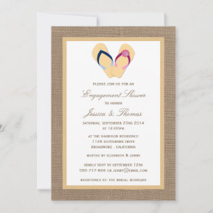 Sandstrand auf Burlap-Verlobung mit dreh-Flop-Dusc Einladung