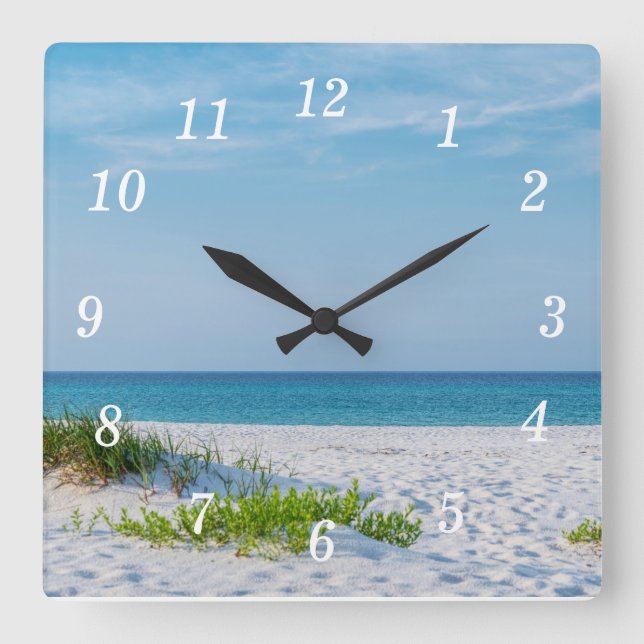 Sandstrand Florida Küste Quadratische Wanduhr (Vorderseite)