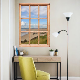 Sandstrand, Meer und Sky View von einem Fenster au Poster