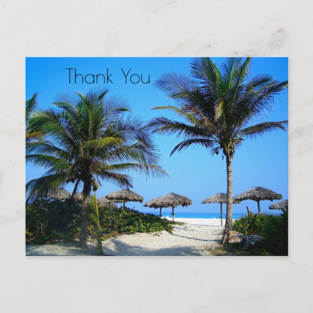 Sandstrand mit Palmen und Blick aufs Meer Postkarte (Vorderseite)