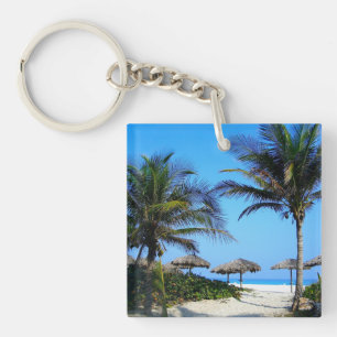 Sandstrand mit Palmen und Meerblick Schlüsselanhänger