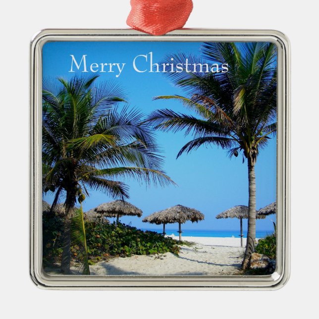 Sandstrand mit Palmen und Meta mit Meerblick Ornament Aus Metall