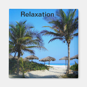 Sandstrand mit Palmen und Ozeansicht Magn Magnet