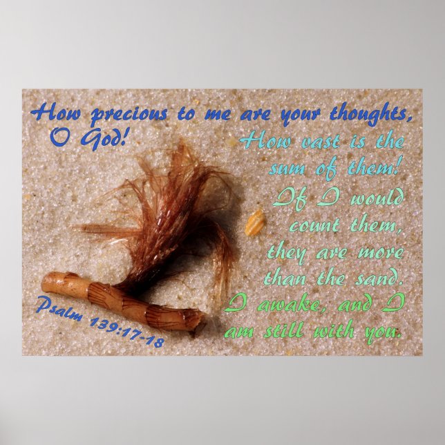 Sandstrand mit Psalm 139:17-18 Poster (Vorne)