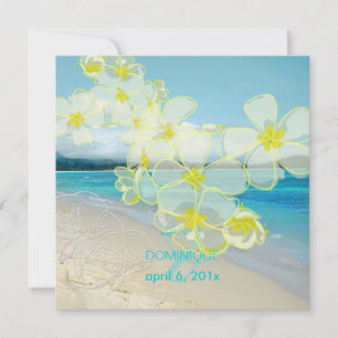 Sandstrand/Plumerias Hochzeit in Urlaubsort Einladung