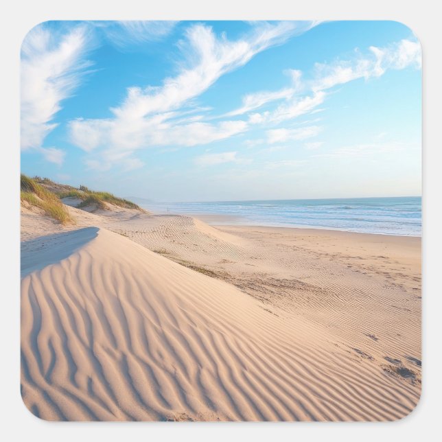 Sandstrand Quadratischer Aufkleber (Vorderseite)