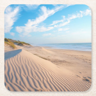 Sandstrand Rechteckiger Pappuntersetzer