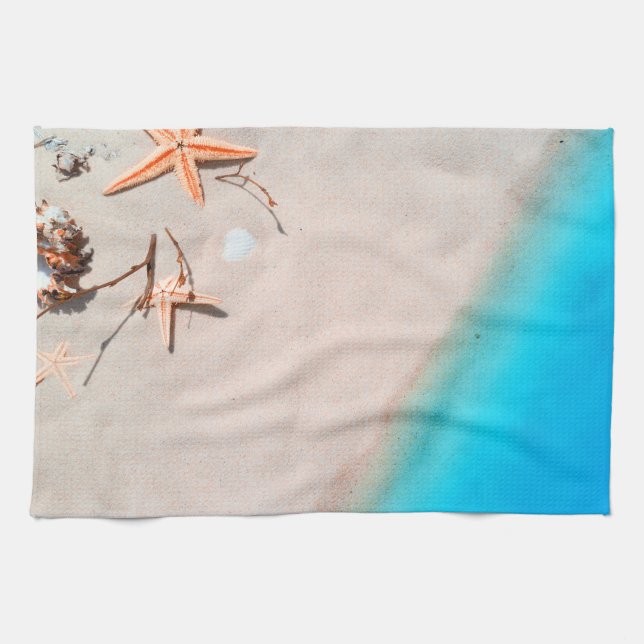 Sandstrand "Starfish Seashell" Geschirrtuch (Horizontal)