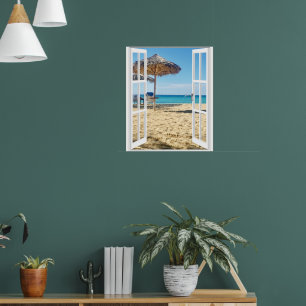 Sandstrand und Meeresfenster Poster