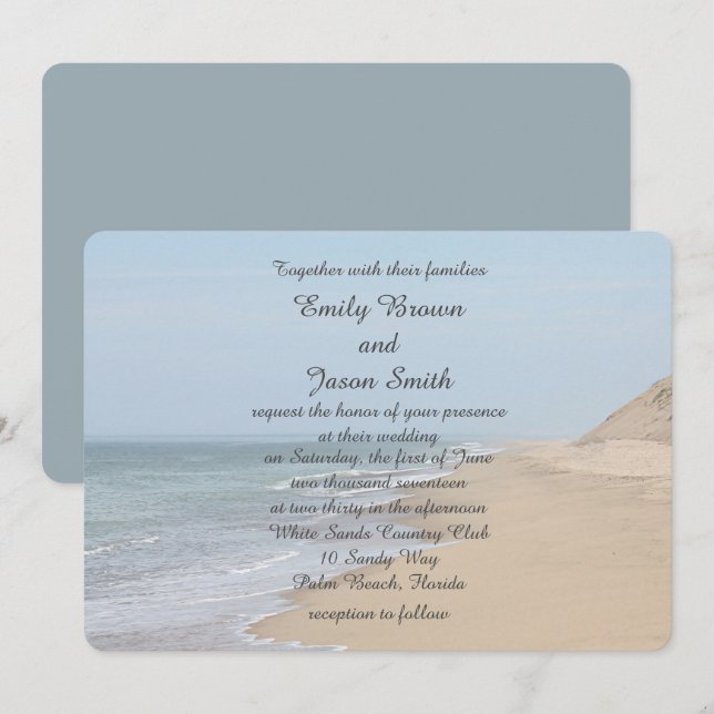 Sandstrand und Meereswellen Einladung (Vorne/Hinten)