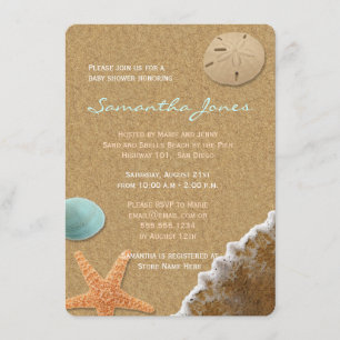Sandstrand und Muscheln Beach Baby Dusche Einladun Einladung