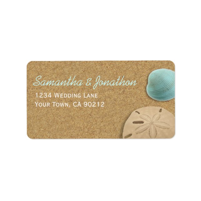 Sandstrand und Muscheln Beach Thema Adressaufkleber (Vorne)