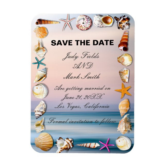 Sandstrand und Muscheln Save the Date Magnet (Vertikal)