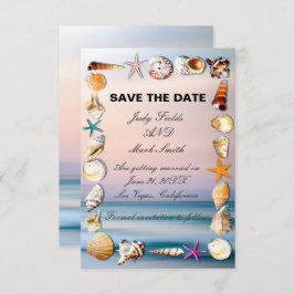 Sandstrand und Muscheln Save the Date Mitteilungskarte
