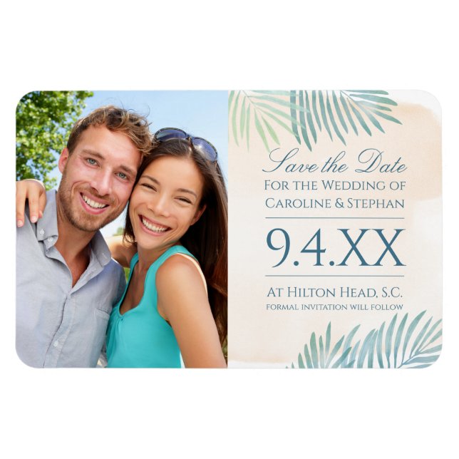 Sandstrand und Palms Beach Hochzeit Magnet (Horizontal)