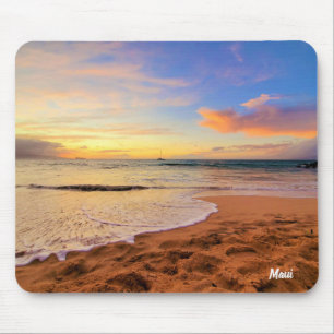 Sandstrand und Sonnenuntergang Mousepad