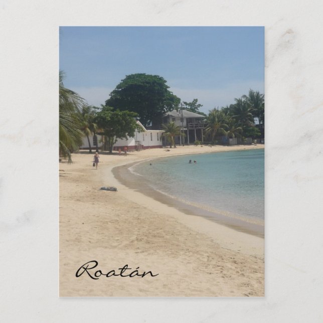 Sandstrand von Roatán Postkarte (Vorderseite)