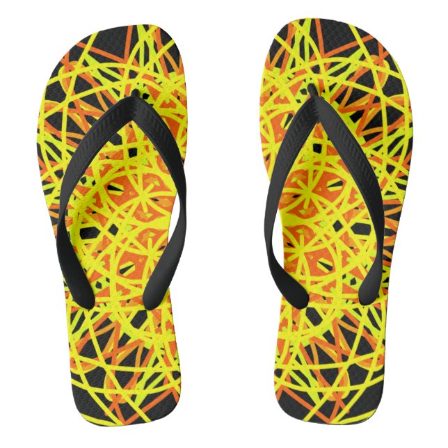 Sandstrände Flip Flops, Gelbes Kaleidoskop Mandala Flip Flops (Fußbett)