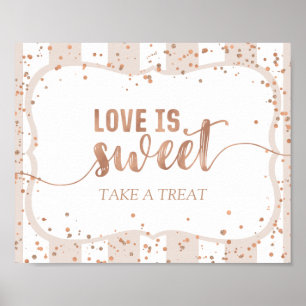 Sandstreifen & Rose Gold Confetti Liebe ist süß Poster