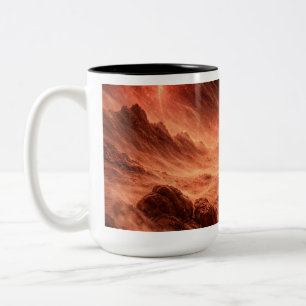 Sandsturm auf dem orangen Planeten Zweifarbige Tasse