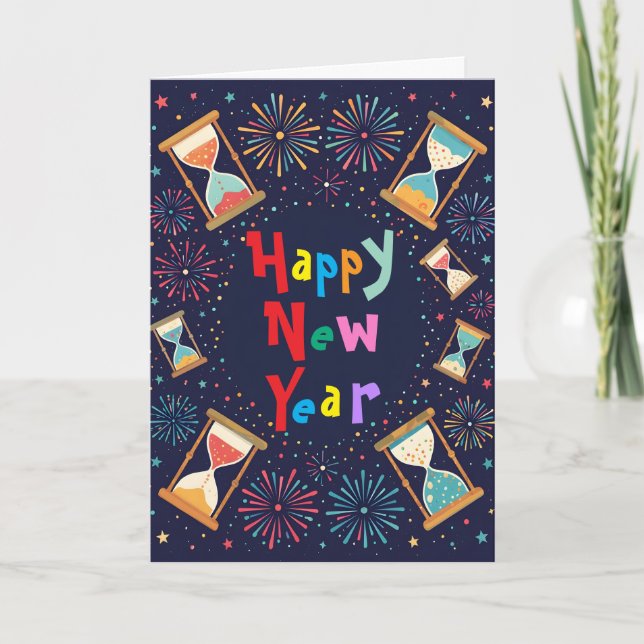 Sanduhr Silvester Karte (Vorderseite)