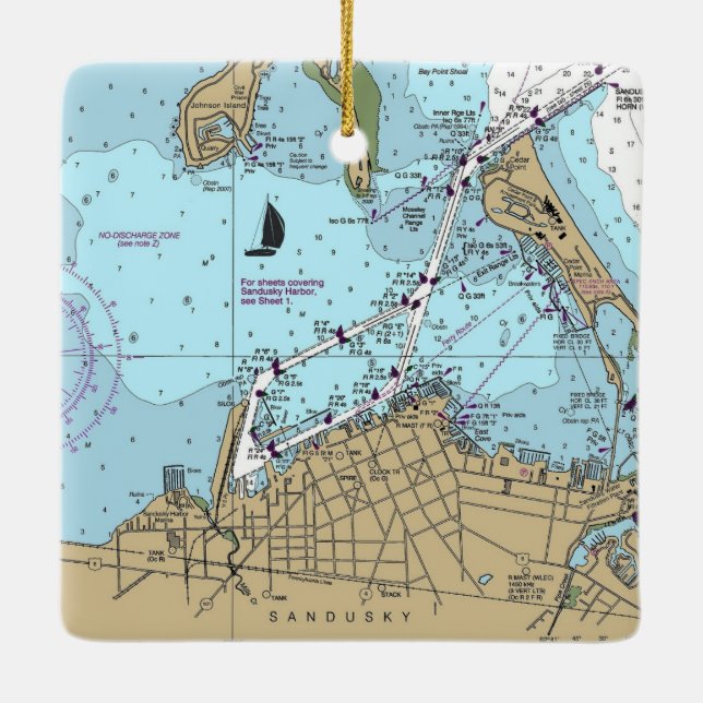 Sandusky OH Nautical Chart Keramikornament (Rückseite)