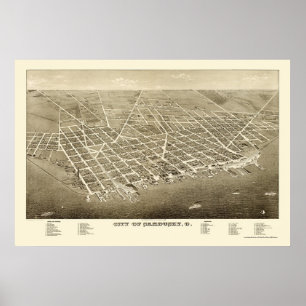 Sandusky, OH Panorama Karte - 1883 Poster