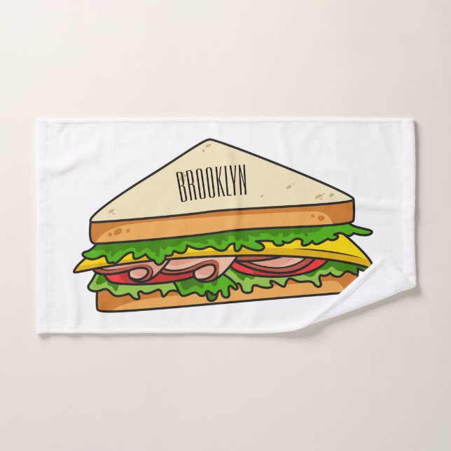 Sandwich Cartoon Illustration Badhandtuch Set (Handtuch)