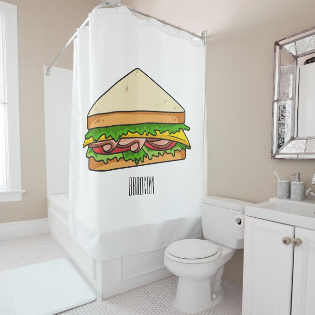 Sandwich Cartoon Illustration Duschvorhang (Beispiel)