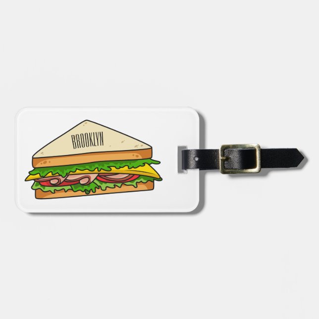 Sandwich Cartoon Illustration Gepäckanhänger (Vorderseite horizontal)