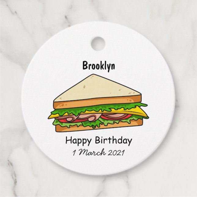 Sandwich Cartoon Illustration Geschenkanhänger (Vorderseite)