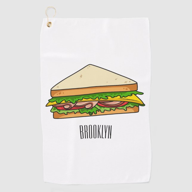 Sandwich Cartoon Illustration Golfhandtuch (Vorderseite)