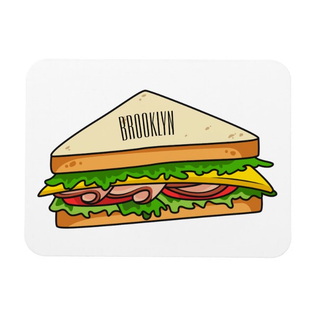Sandwich Cartoon Illustration Magnet (Horizontal)