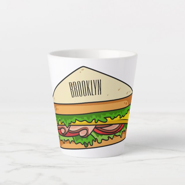 Sandwich Cartoon Illustration Milchtasse (Vorderseite)