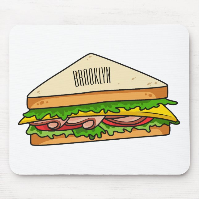 Sandwich Cartoon Illustration Mousepad (Vorne)