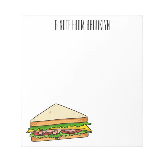 Sandwich Cartoon Illustration Notizblock (Vorderseite)
