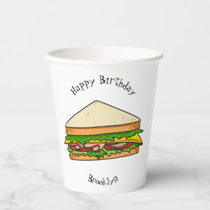 Sandwich Cartoon Illustration Pappbecher
