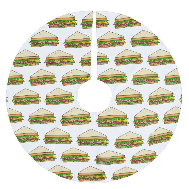 Sandwich Cartoon Illustration Polyester Weihnachtsbaumdecke (Vorderseite)