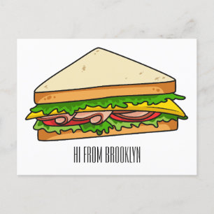 Sandwich Cartoon Illustration Postkarte